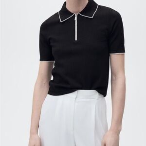 Black Polo Shirt with White Trim
